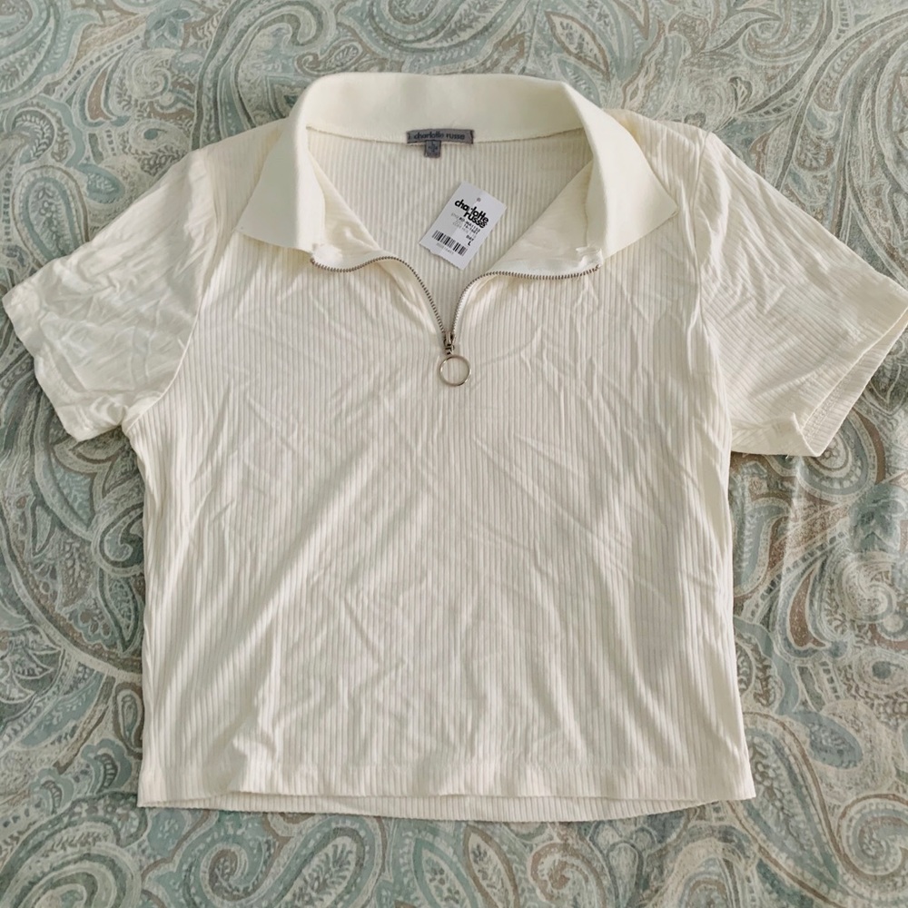 Charlotte Russe Cropped Collar Zip Up